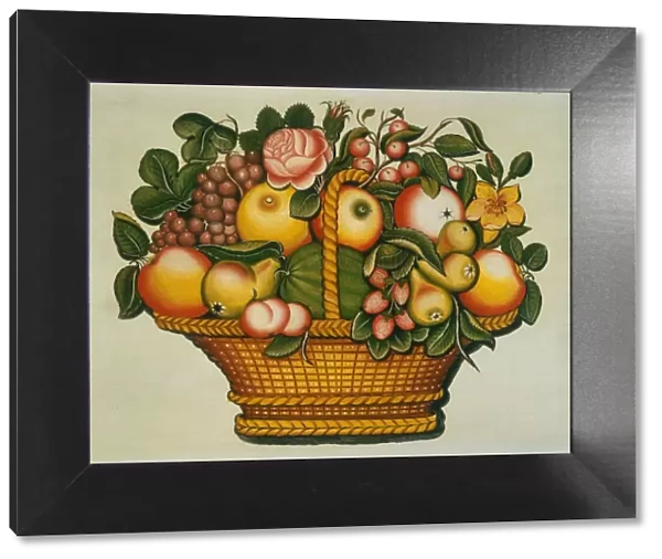 Basket of Fruit with Flowers, c. 1830. Creator: Unknown