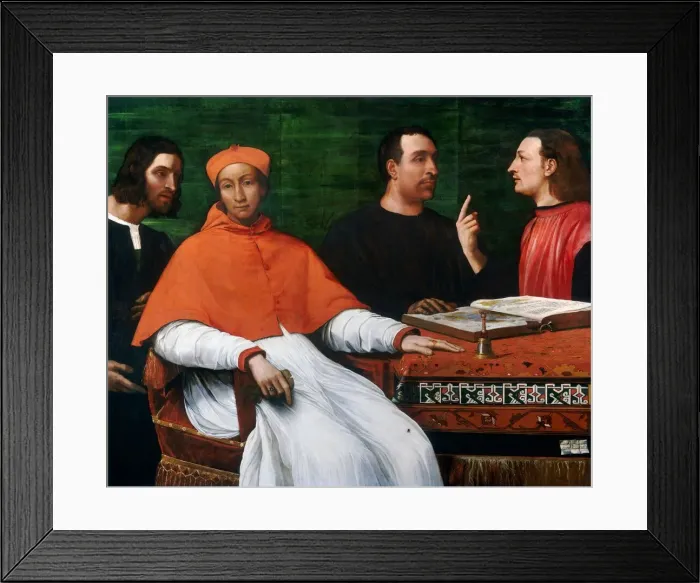 Framed Print : Cardinal Bandinello Sauli, His Secretary, and Two Geographers, 1516 Framed Print : Cardinal Bandinello Sauli, His Secretary, and Two Geographers, 1516