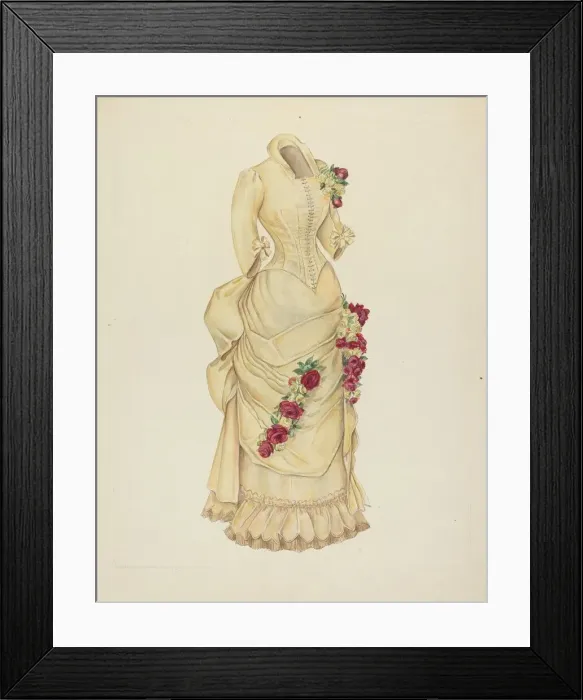 Framed Print : Bustle Dress, 1935 / 1942. Creator: Unknown Framed Print : Bustle Dress, 1935 / 1942. Creator: Unknown