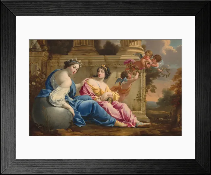 Framed Print : The Muses Urania and Calliope, c. 1634. Creators: Simon Vouet, Workshop of Simon Vouet Framed Print : The Muses Urania and Calliope, c. 1634. Creators: Simon Vouet, Workshop of Simon Vouet