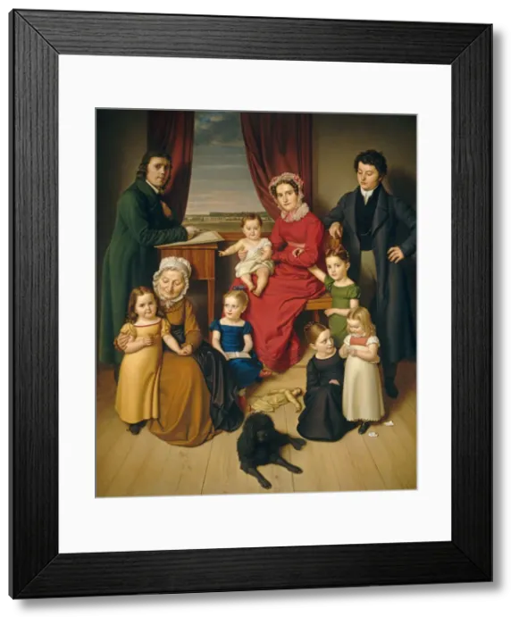 Framed Print : An Artist and His Family, c. 1830. Creator: Unknown Framed Print : An Artist and His Family, c. 1830. Creator: Unknown