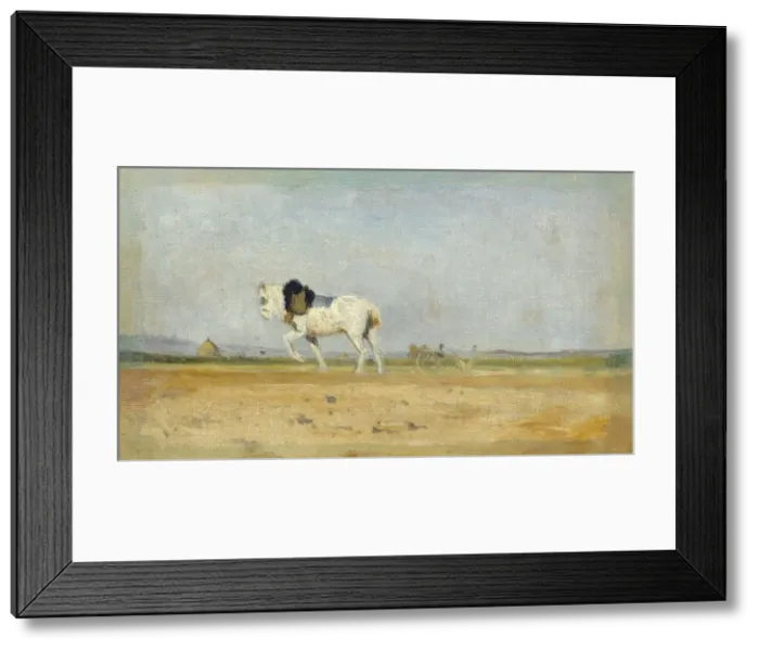 Framed Print : A Plow Horse in a Field, 1870 / 1874. Creator: Stanislas Lepine Framed Print : A Plow Horse in a Field, 1870 / 1874. Creator: Stanislas Lepine
