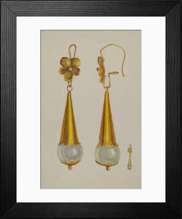 Framed Print : Earrings, 1935 / 1942. Creator: Unknown Framed Print : Earrings, 1935 / 1942. Creator: Unknown