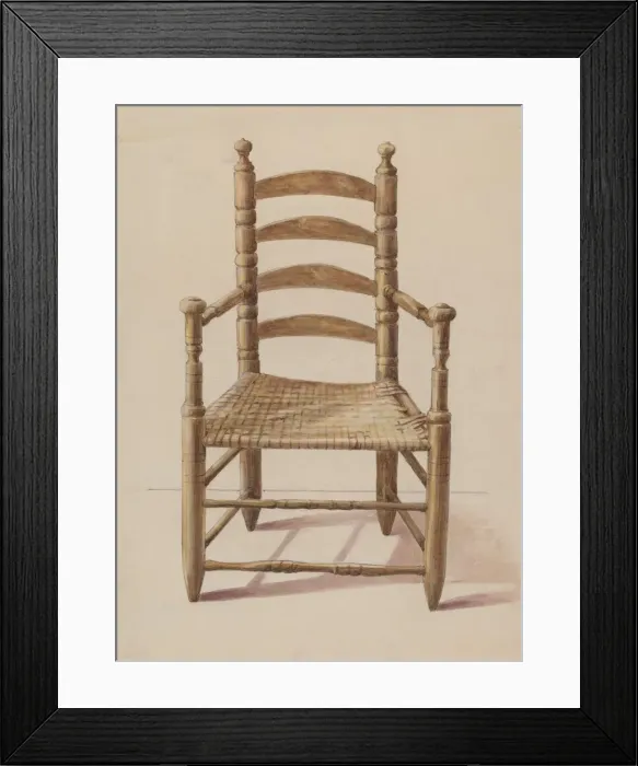 Framed Print : Ladder Back Chair, 1935 / 1942. Creator: Unknown Framed Print : Ladder Back Chair, 1935 / 1942. Creator: Unknown