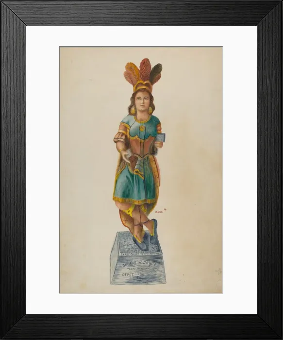 Framed Print : Cigar Store Indian, 1935 / 1942. Creator: Unknown Framed Print : Cigar Store Indian, 1935 / 1942. Creator: Unknown