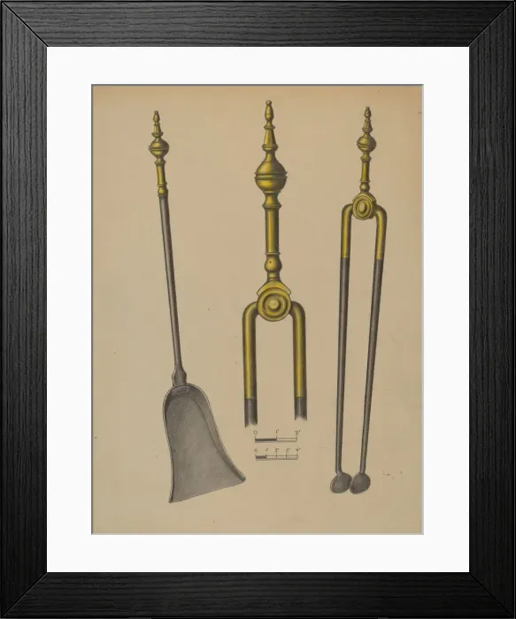 Framed Print : Fire Tongs and Shovel, 1935 / 1942. Creator: Unknown Framed Print : Fire Tongs and Shovel, 1935 / 1942. Creator: Unknown