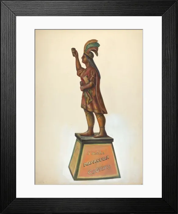 Framed Print : Cigar Store Indian, c. 1937. Creator: Unknown Framed Print : Cigar Store Indian, c. 1937. Creator: Unknown