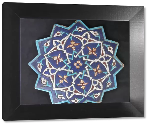 Twelve-Pointed Star-Shaped Tile, Iran, dated A. H. 846  /  A. D. 1442-43. Creator: Unknown