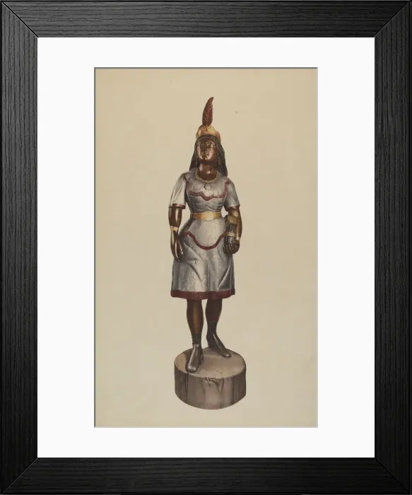 Framed Print : Cigar Store Pocahontas, 1935 / 1942. Creator: Unknown Framed Print : Cigar Store Pocahontas, 1935 / 1942. Creator: Unknown