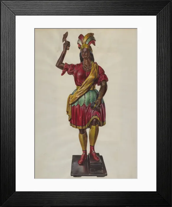 Framed Print : Cigar Store Indian, c. 1938. Creator: Unknown Framed Print : Cigar Store Indian, c. 1938. Creator: Unknown