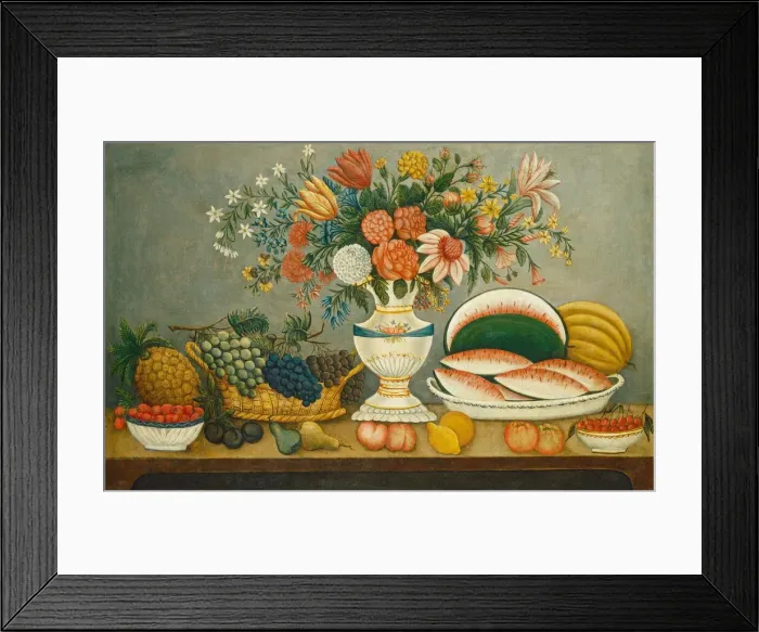 Framed Print : Fruit and Flowers, mid 19th century. Creator: Unknown Framed Print : Fruit and Flowers, mid 19th century. Creator: Unknown