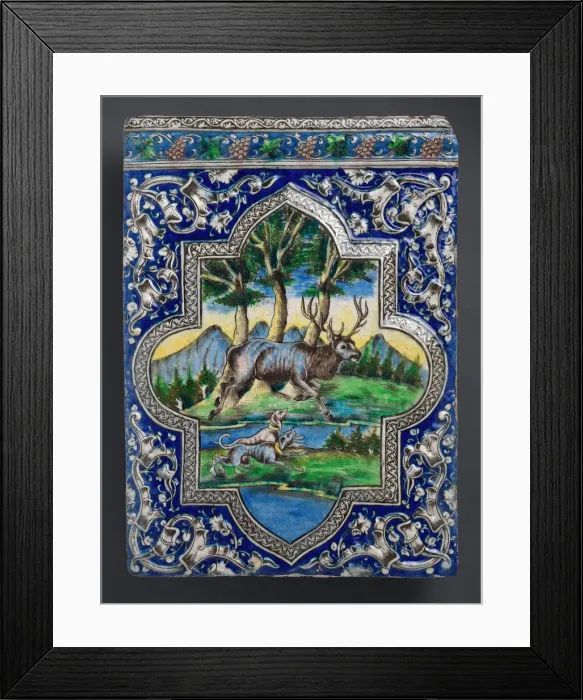 Framed Print : Qajar Dado Tile, Iran, 19th century. Creator: Unknown Framed Print : Qajar Dado Tile, Iran, 19th century. Creator: Unknown