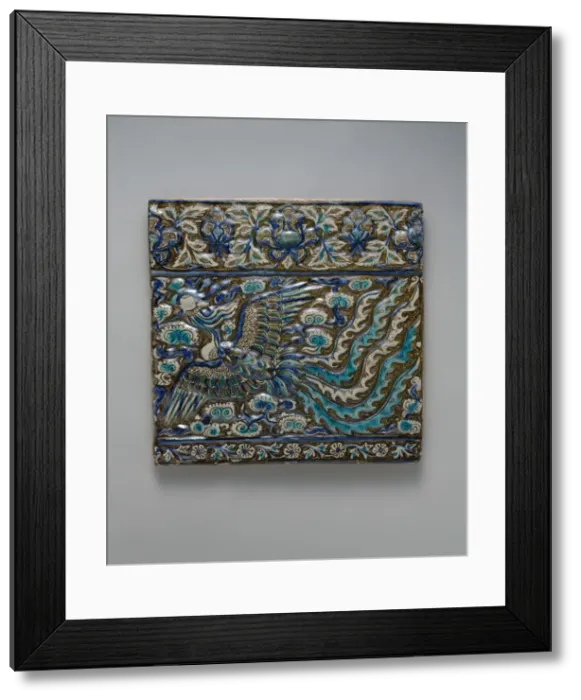 Framed Print : Tile with Image of Phoenix, Iran, late 13th century. Creator: Unknown Framed Print : Tile with Image of Phoenix, Iran, late 13th century. Creator: Unknown