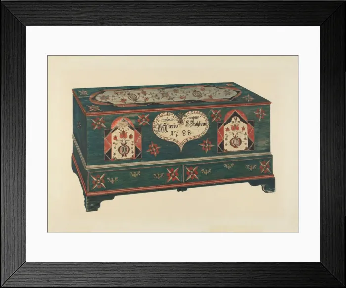 Framed Print : Dower Chest, 1935 / 1942. Creator: Unknown Framed Print : Dower Chest, 1935 / 1942. Creator: Unknown