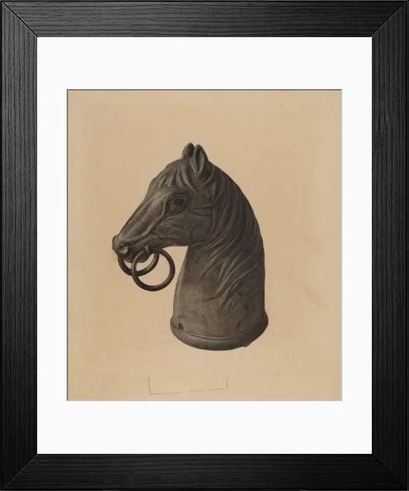 Framed Print : Hitching Post, c. 1940. Creator: Unknown Framed Print : Hitching Post, c. 1940. Creator: Unknown