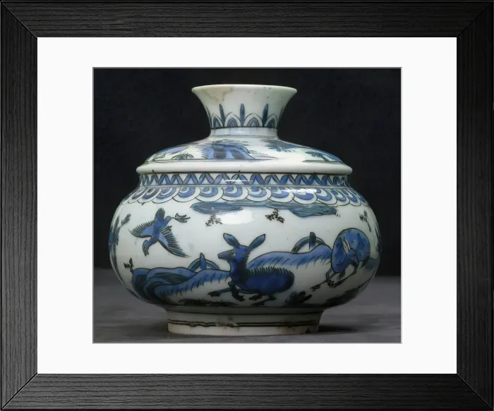 Framed Print : Vase with Animals in a Landscape, Iran, 17th century. Creator: Unknown Framed Print : Vase with Animals in a Landscape, Iran, 17th century. Creator: Unknown