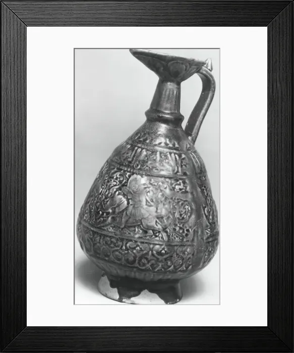 Framed Print : Ewer with Molded Inscriptions and Figures on Horseback, Iran Framed Print : Ewer with Molded Inscriptions and Figures on Horseback, Iran