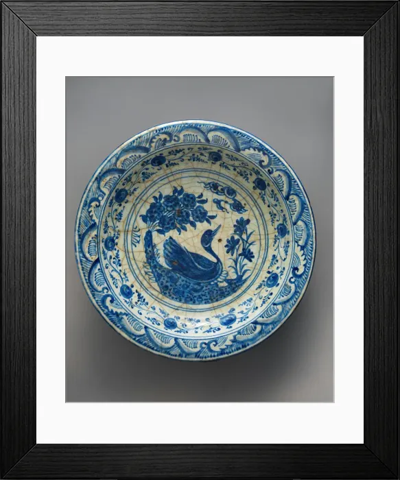 Framed Print : Dish with a Swimming Duck, Iran, 16th century. Creator: Unknown