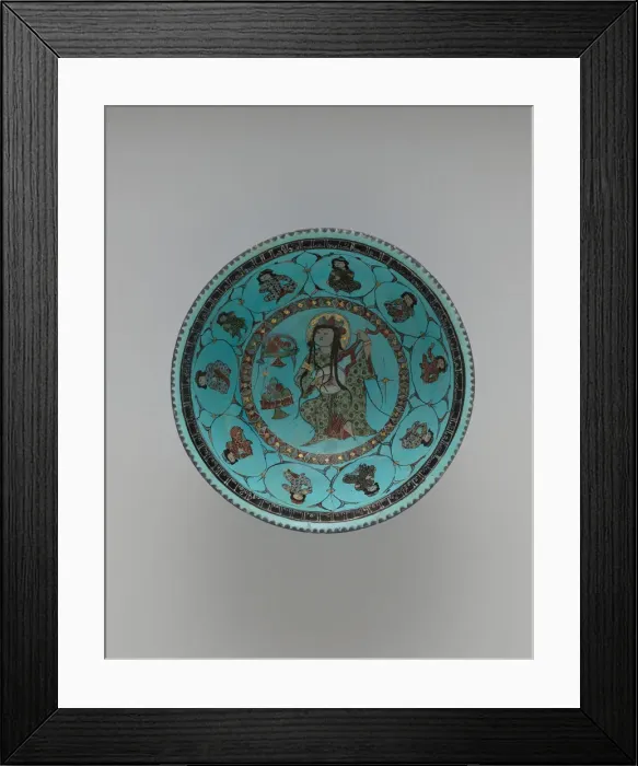 Framed Print : Turquoise Bowl with Lute Player and Audience, Iran, late 12th-early 13th century Framed Print : Turquoise Bowl with Lute Player and Audience, Iran, late 12th-early 13th century