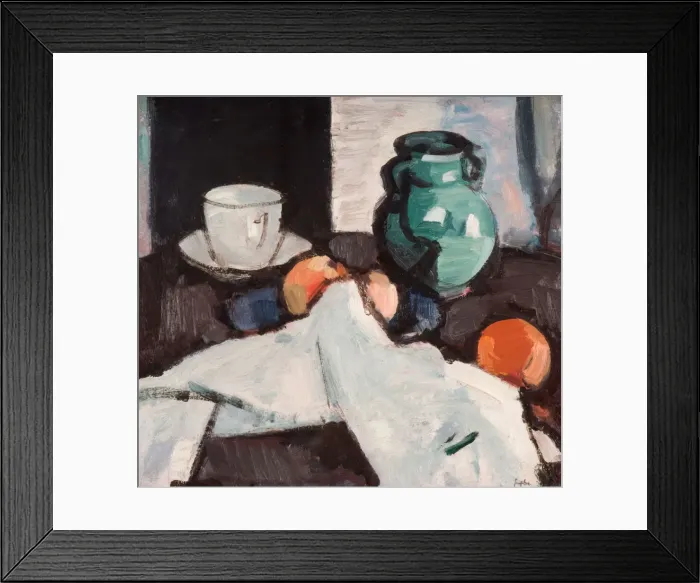 Framed Print : Still Life with Bowl of Fruit, Jug, Cup and Saucer, 1927-29. Creator: Samuel John Peploe Framed Print : Still Life with Bowl of Fruit, Jug, Cup and Saucer, 1927-29. Creator: Samuel John Peploe