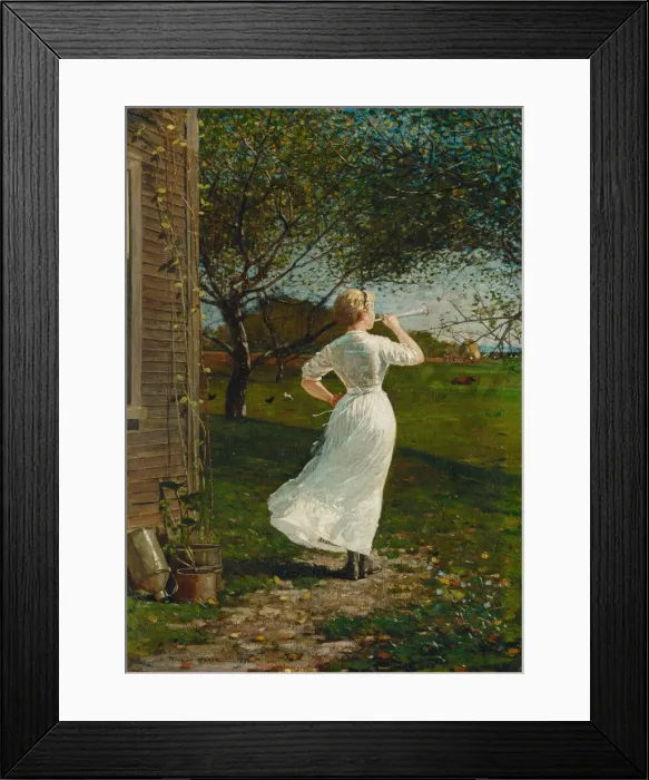 Framed Print : The Dinner Horn (Blowing the Horn at Seaside), 1870. Creator: Winslow Homer Framed Print : The Dinner Horn (Blowing the Horn at Seaside), 1870. Creator: Winslow Homer