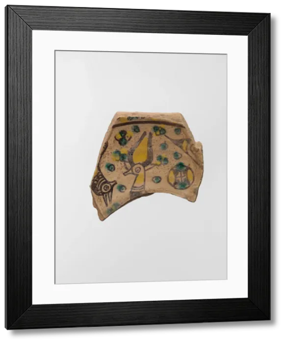 Framed Print : Buff Ware Fragment with Horned Animals, Iran, 9th-10th century. Creator: Unknown Framed Print : Buff Ware Fragment with Horned Animals, Iran, 9th-10th century. Creator: Unknown