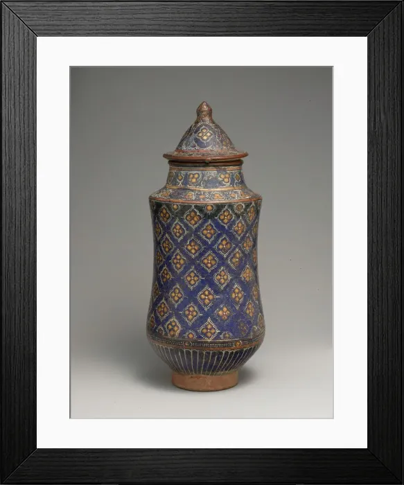Framed Print : Covered Jar (Albarello), Iran, second half 13th-14th century. Creator: Unknown Framed Print : Covered Jar (Albarello), Iran, second half 13th-14th century. Creator: Unknown