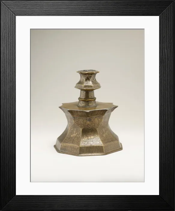 Framed Print : Candlestick with Figural Imagery, Iran or Iraq, first half 14th century. Creator: Unknown Framed Print : Candlestick with Figural Imagery, Iran or Iraq, first half 14th century. Creator: Unknown