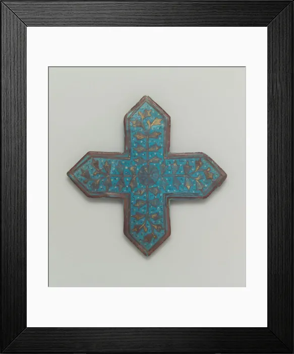 Framed Print : Cross-Shaped Tile, Iran, second half 13th-early 14th century. Creator: Unknown Framed Print : Cross-Shaped Tile, Iran, second half 13th-early 14th century. Creator: Unknown