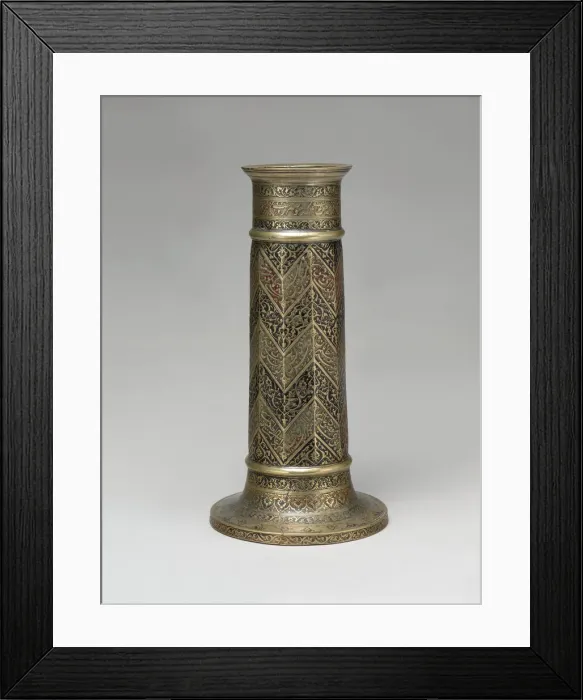 Framed Print : Engraved Lamp Stand with Chevron Pattern, Iran, dated A. H. 986 / A. D. 1578-79 Framed Print : Engraved Lamp Stand with Chevron Pattern, Iran, dated A. H. 986 / A. D. 1578-79
