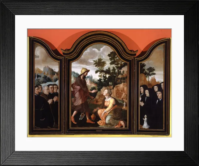 Framed Print : Noli Me Tangere, Donors in the Wings, 1548-1554. Creator: Jan van Scorel Framed Print : Noli Me Tangere, Donors in the Wings, 1548-1554. Creator: Jan van Scorel