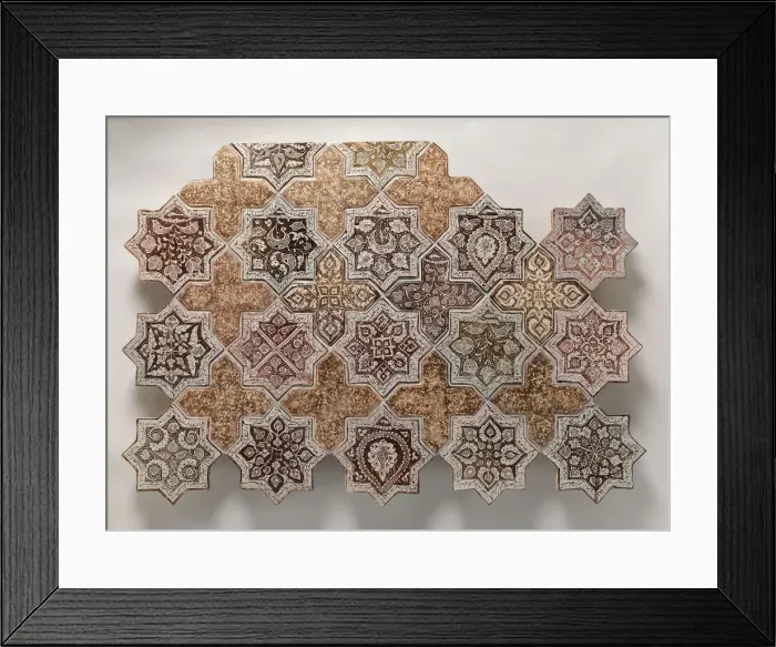 Framed Print : Panel Composed with Tiles in Shape of Eight-pointed Stars and Crosses, Iran, 1260-70 Framed Print : Panel Composed with Tiles in Shape of Eight-pointed Stars and Crosses, Iran, 1260-70