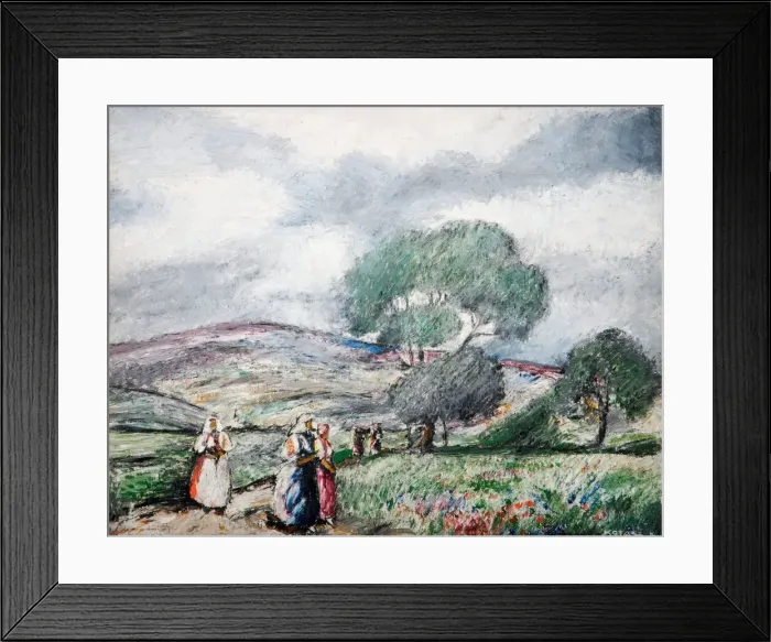 Framed Print : Stormy Landscape With Blue And Red Figures, 1940. Creator: Karoly Kotasz Framed Print : Stormy Landscape With Blue And Red Figures, 1940. Creator: Karoly Kotasz