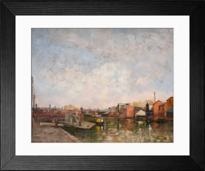 Framed Print : A Birmingham Canal Lock, 1920-30. View of Cambrian Wharf in Ladywood Framed Print : A Birmingham Canal Lock, 1920-30. View of Cambrian Wharf in Ladywood