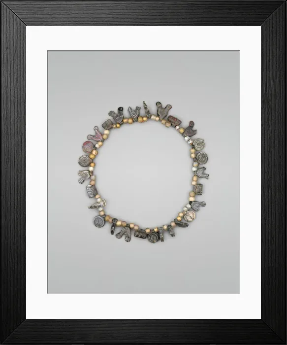 Framed Print : Necklace with Bird, Circle and Cylinder Beads, Iran, 11th-12th century. Creator: Unknown Framed Print : Necklace with Bird, Circle and Cylinder Beads, Iran, 11th-12th century. Creator: Unknown
