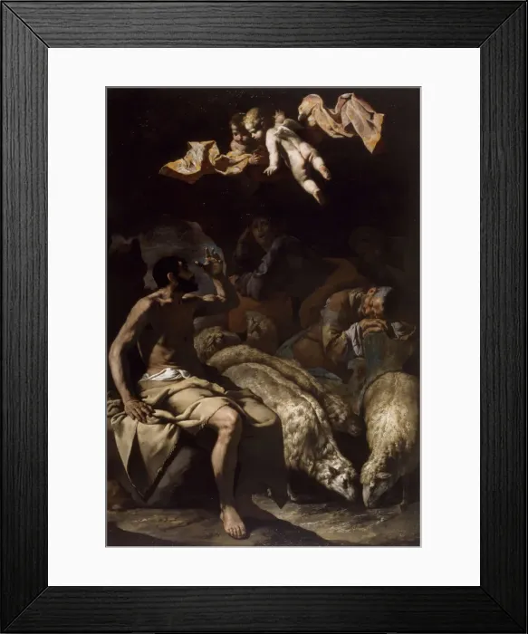 Framed Print : The Angel Appearing to the Shepherds, 1600-50. Creator: Master of the Annunciation to Framed Print : The Angel Appearing to the Shepherds, 1600-50. Creator: Master of the Annunciation to