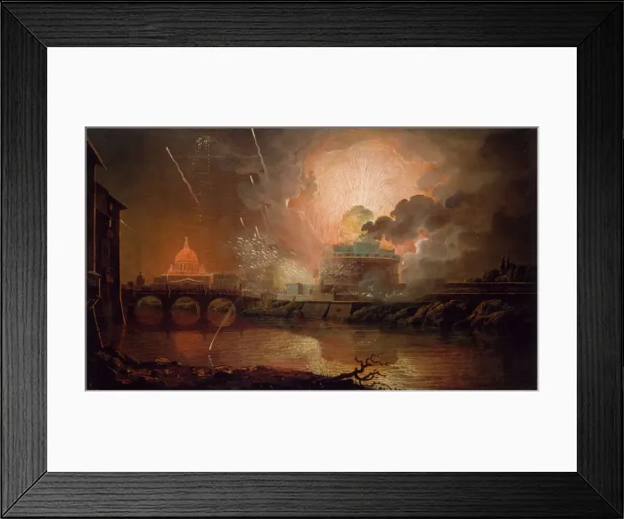 Framed Print : Firework Display at the Castel Sant Angelo, 1774-1778. Creator: Joseph Wright of Derby Framed Print : Firework Display at the Castel Sant Angelo, 1774-1778. Creator: Joseph Wright of Derby