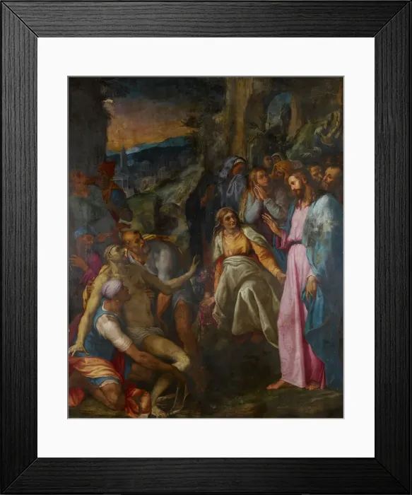Framed Print : Raising Of Lazarus, 1592. Creator: Girolamo Muziano Framed Print : Raising Of Lazarus, 1592. Creator: Girolamo Muziano