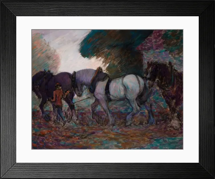 Framed Print : The Ploughing Team, Dawn, 1906. Creator: Robert Polhill Bevan Framed Print : The Ploughing Team, Dawn, 1906. Creator: Robert Polhill Bevan