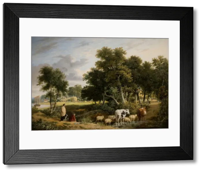 Framed Print : Landscape - Cattle Crossing A Stream, 1831. Creator: George Vincent Framed Print : Landscape - Cattle Crossing A Stream, 1831. Creator: George Vincent