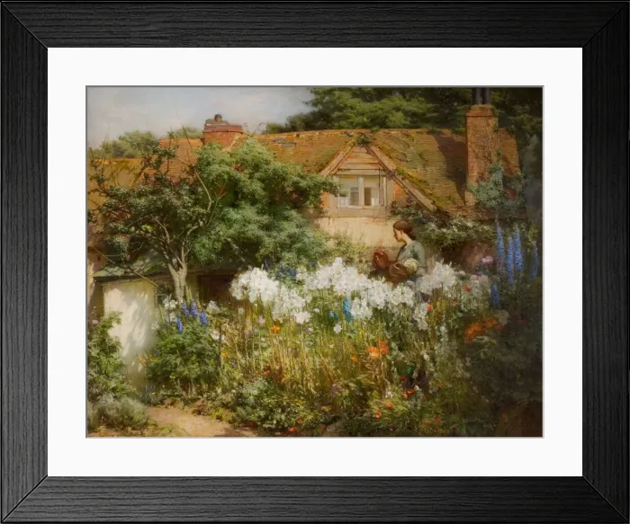 Framed Print : The Lily Garden, 1914. Creator: James Valentine Jelley Framed Print : The Lily Garden, 1914. Creator: James Valentine Jelley