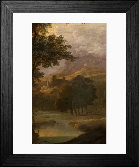 Framed Print : Landscape With Castle In Distance, 1725. Creator: School of Jacques Rousseau Framed Print : Landscape With Castle In Distance, 1725. Creator: School of Jacques Rousseau