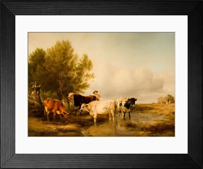 Framed Print : Cattle in a Stream, 1841. Creator: Thomas Sidney Cooper Framed Print : Cattle in a Stream, 1841. Creator: Thomas Sidney Cooper