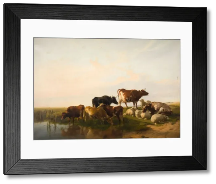 Framed Print : Landscape With Cattle And Sheep, 1872. Creator: Thomas Sidney Cooper Framed Print : Landscape With Cattle And Sheep, 1872. Creator: Thomas Sidney Cooper