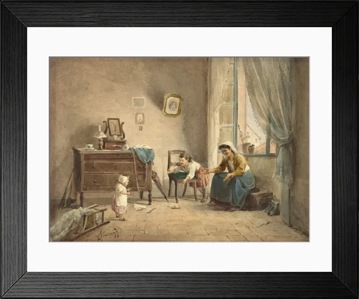 Framed Print : The First Step, 19th century. Creator: Cesare Provaggi Framed Print : The First Step, 19th century. Creator: Cesare Provaggi