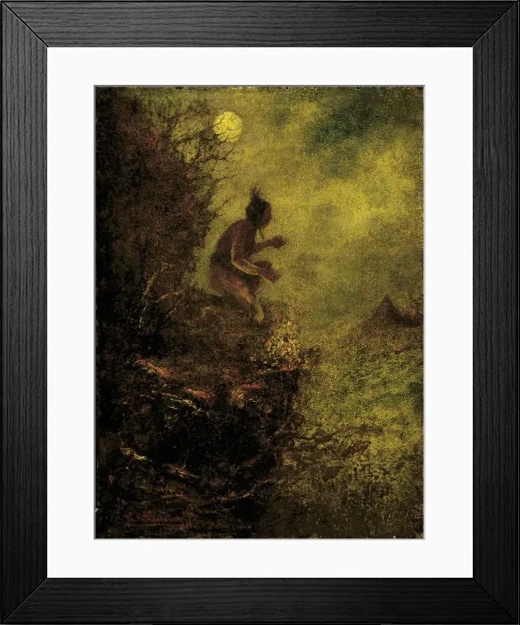 Framed Print : The Signal Fire, 1885-1890. Creator: Ralph Blakelock Framed Print : The Signal Fire, 1885-1890. Creator: Ralph Blakelock