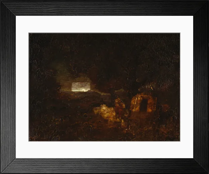 Framed Print : The Canoe Builders, after 1879. Creator: Ralph Blakelock Framed Print : The Canoe Builders, after 1879. Creator: Ralph Blakelock