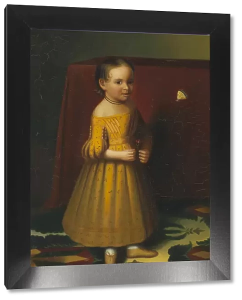 Portrait of a Young Girl with Rose and Butterfly, ca. 1838. Creator: Oliver Tarbell Eddy