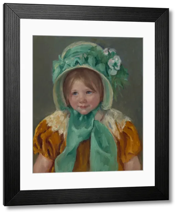 Framed Print : Sara in a Green Bonnet, ca. 1901. Creator: Mary Cassatt Framed Print : Sara in a Green Bonnet, ca. 1901. Creator: Mary Cassatt