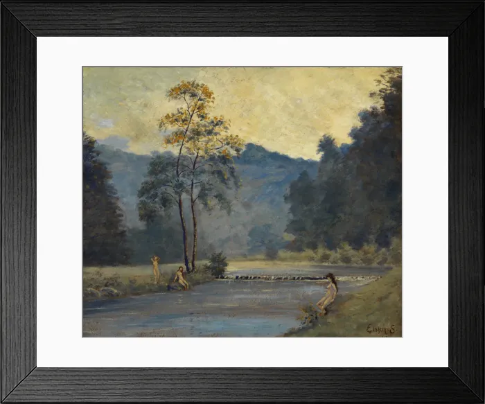 Framed Print : Three Girls and River, 1907. Creator: Louis Michel Eilshemius Framed Print : Three Girls and River, 1907. Creator: Louis Michel Eilshemius